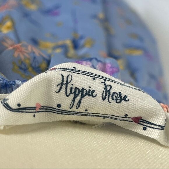 Hippie Rose Blue Floral Juniors V Neck Fit & Flare Midi Dress - Picture 5 of 7